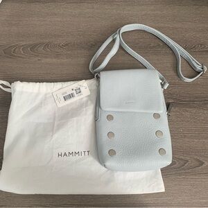 Hammitt VIP Mini Mobile Leather Crossbody Handbag Bluebird Light Blue Gray